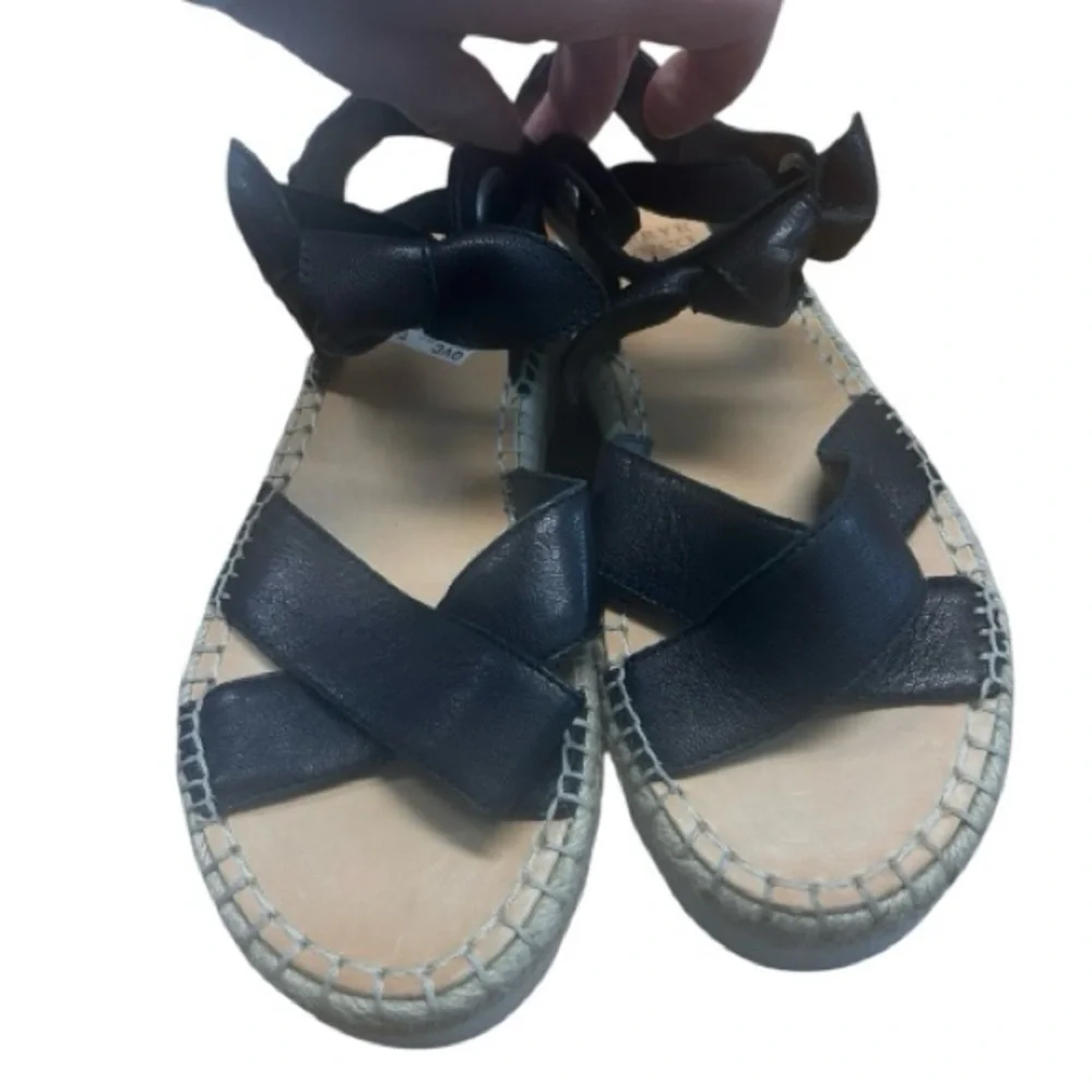 Frye Black Suede Bow Knot Espadrille Platform Sandals Frye Women’s Size 8M